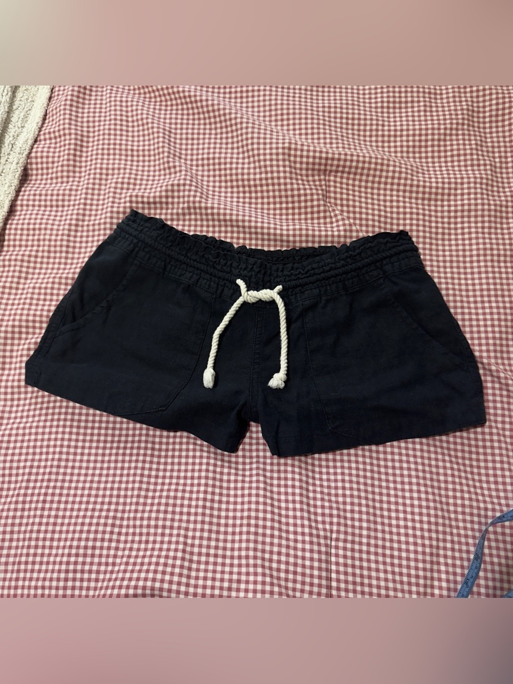 Y2K Roxy Black Elastic Waist Drawstring Athletic Shorts